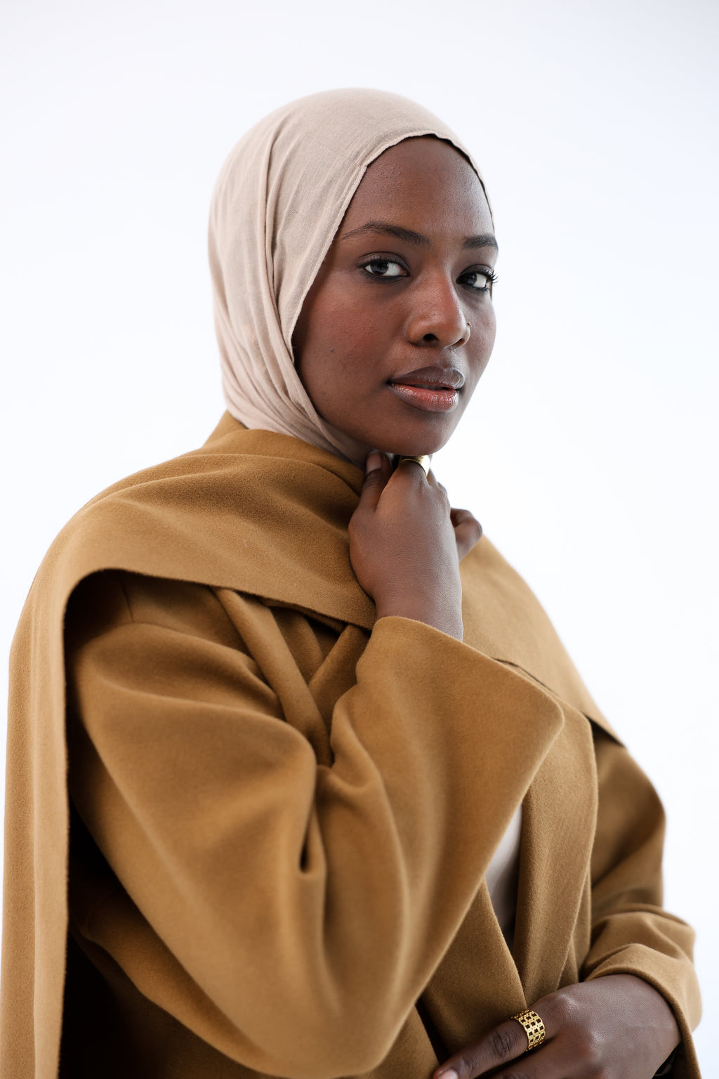 Camel Gogh Long Coat with scarf