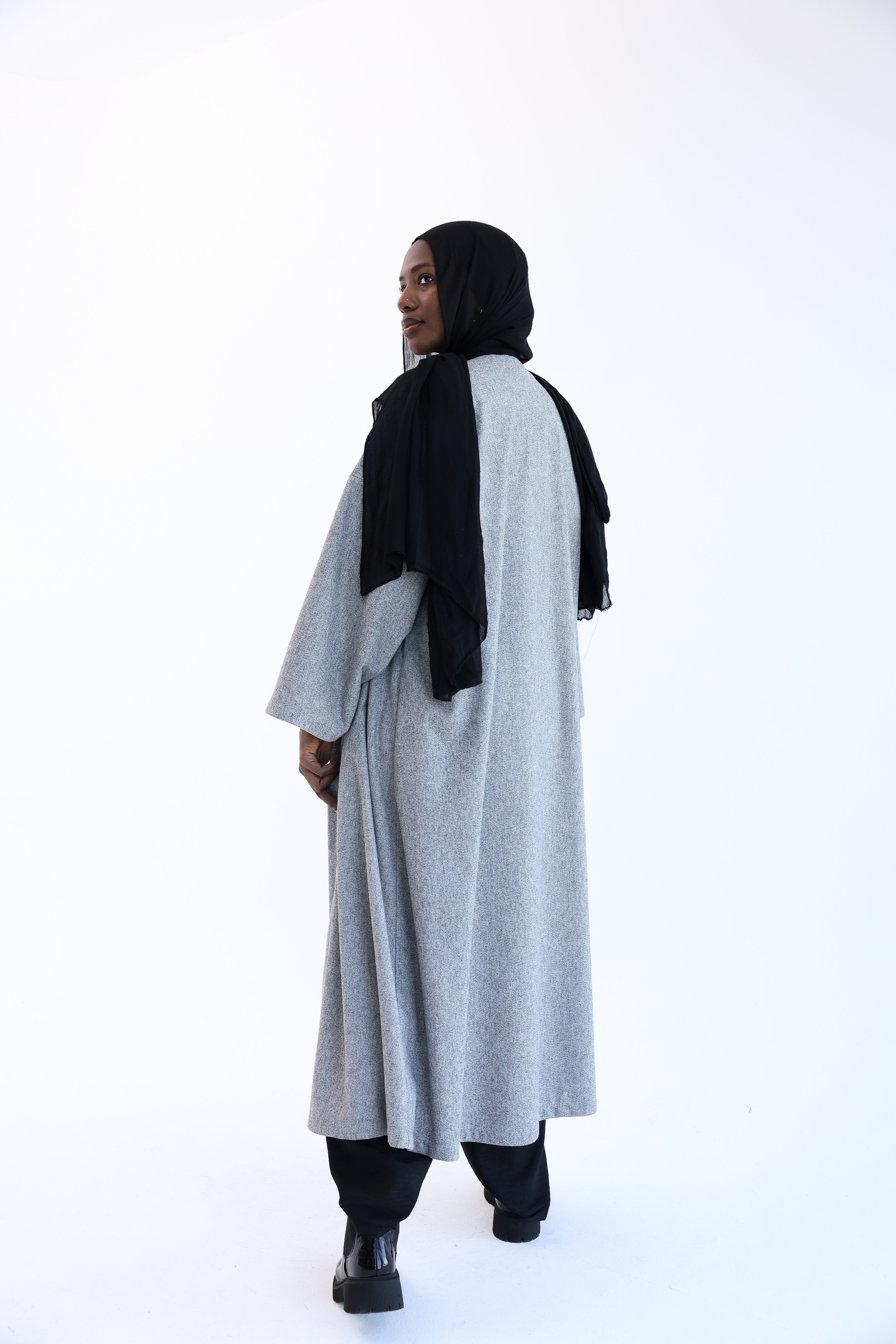 Ash Gray Wool Tweed Cardigan