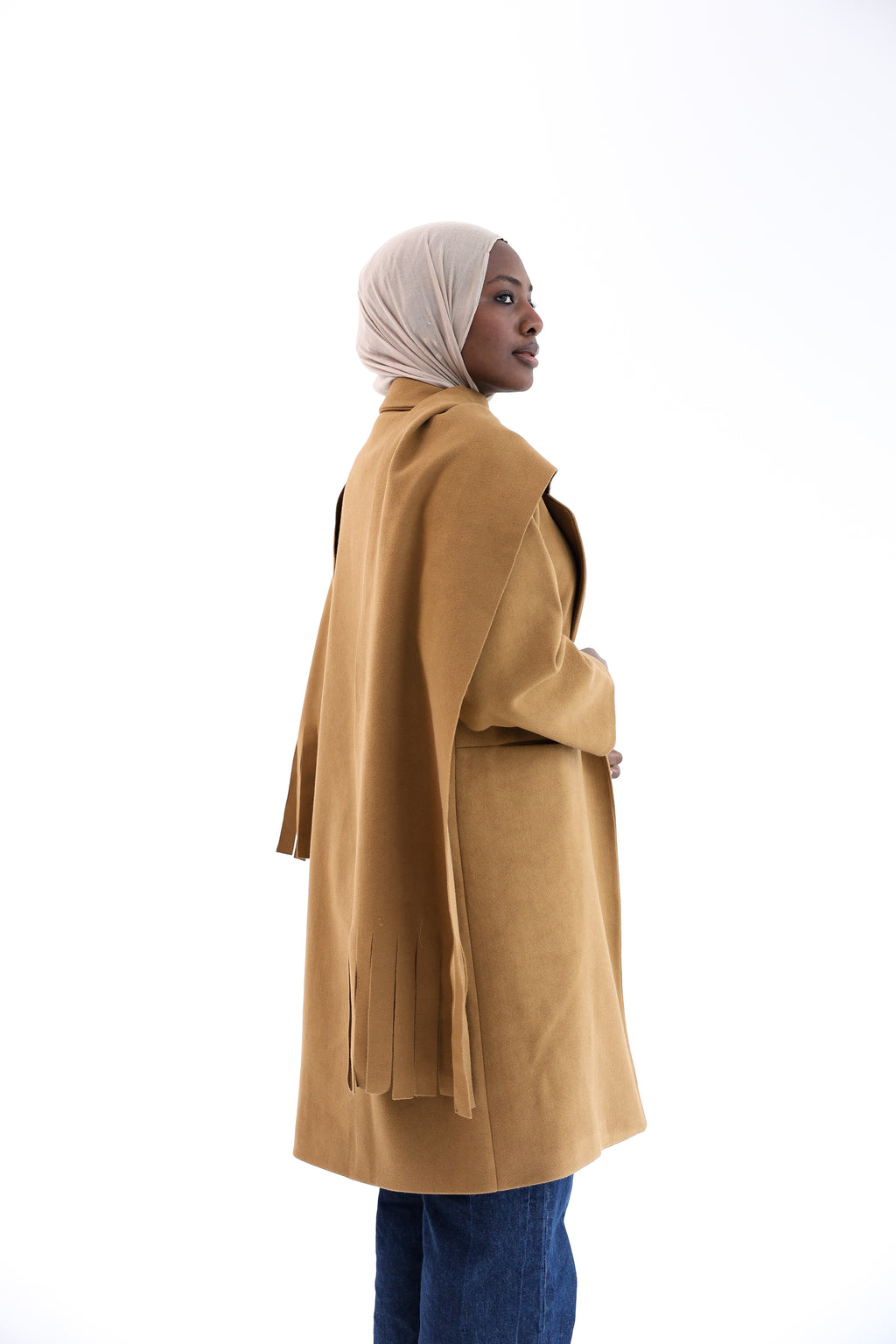 Camel Gogh Long Coat with scarf