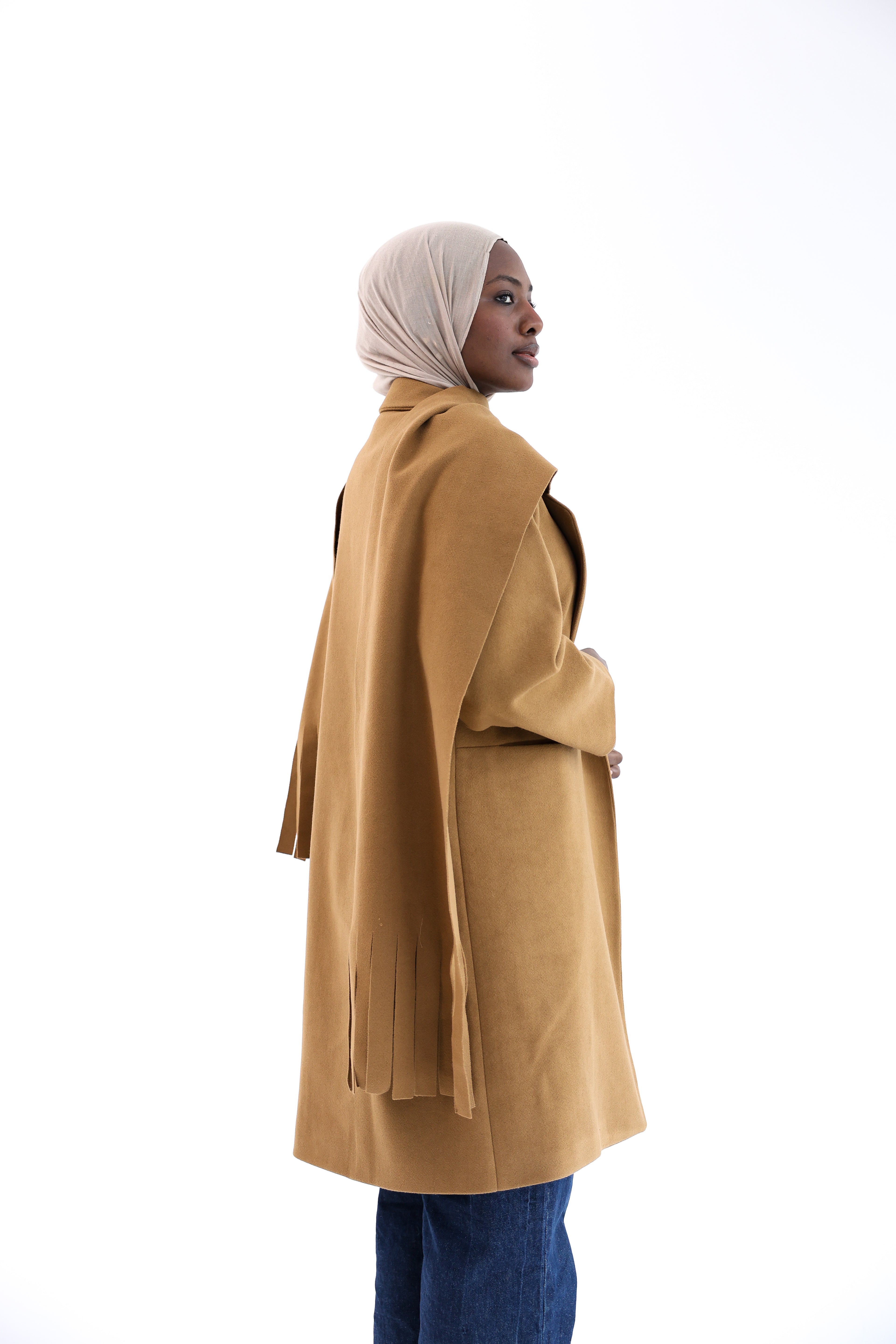 Camel Gogh Long Coat with scarf