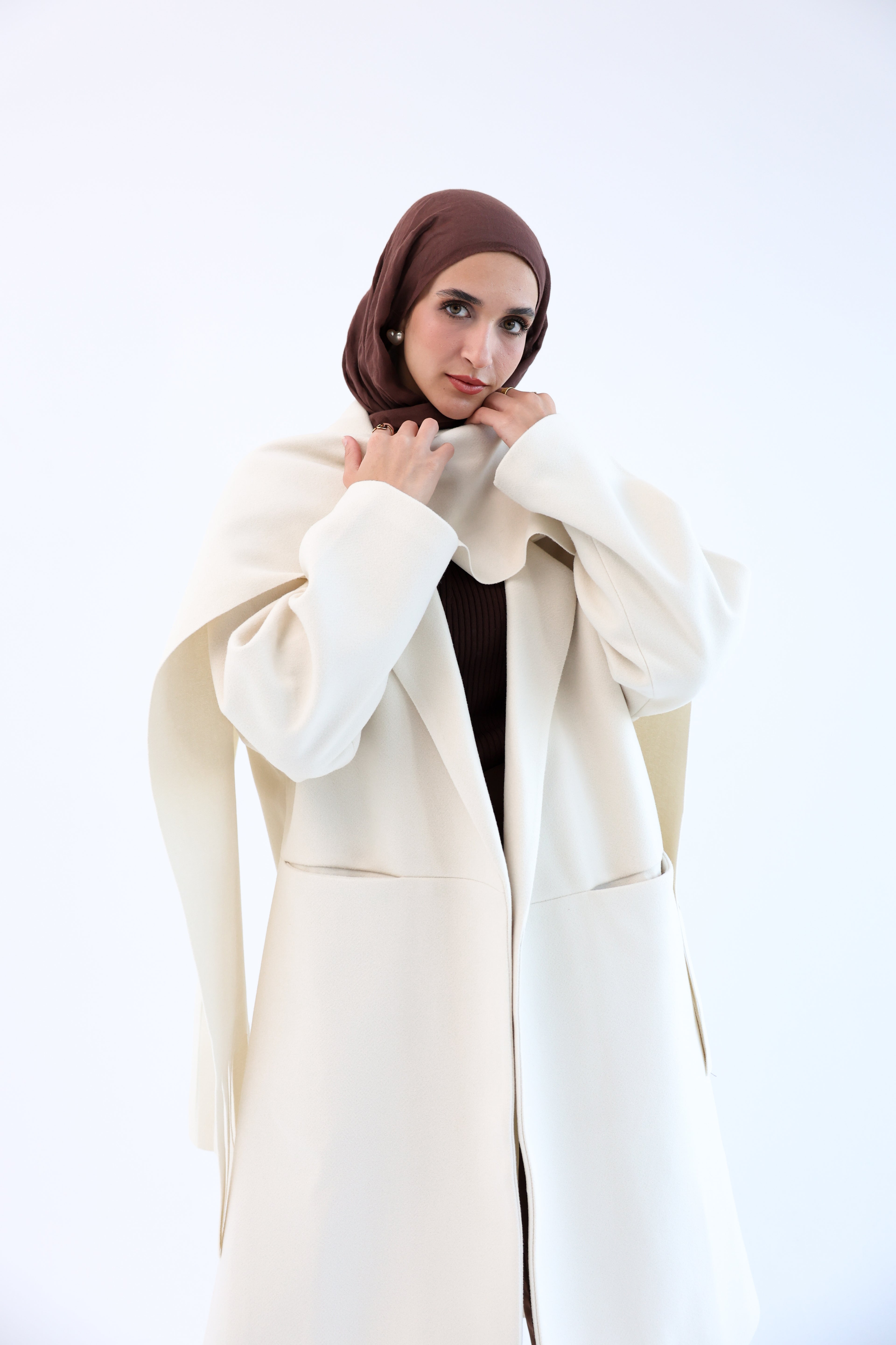 Creamy Gogh Long Coat with scarf