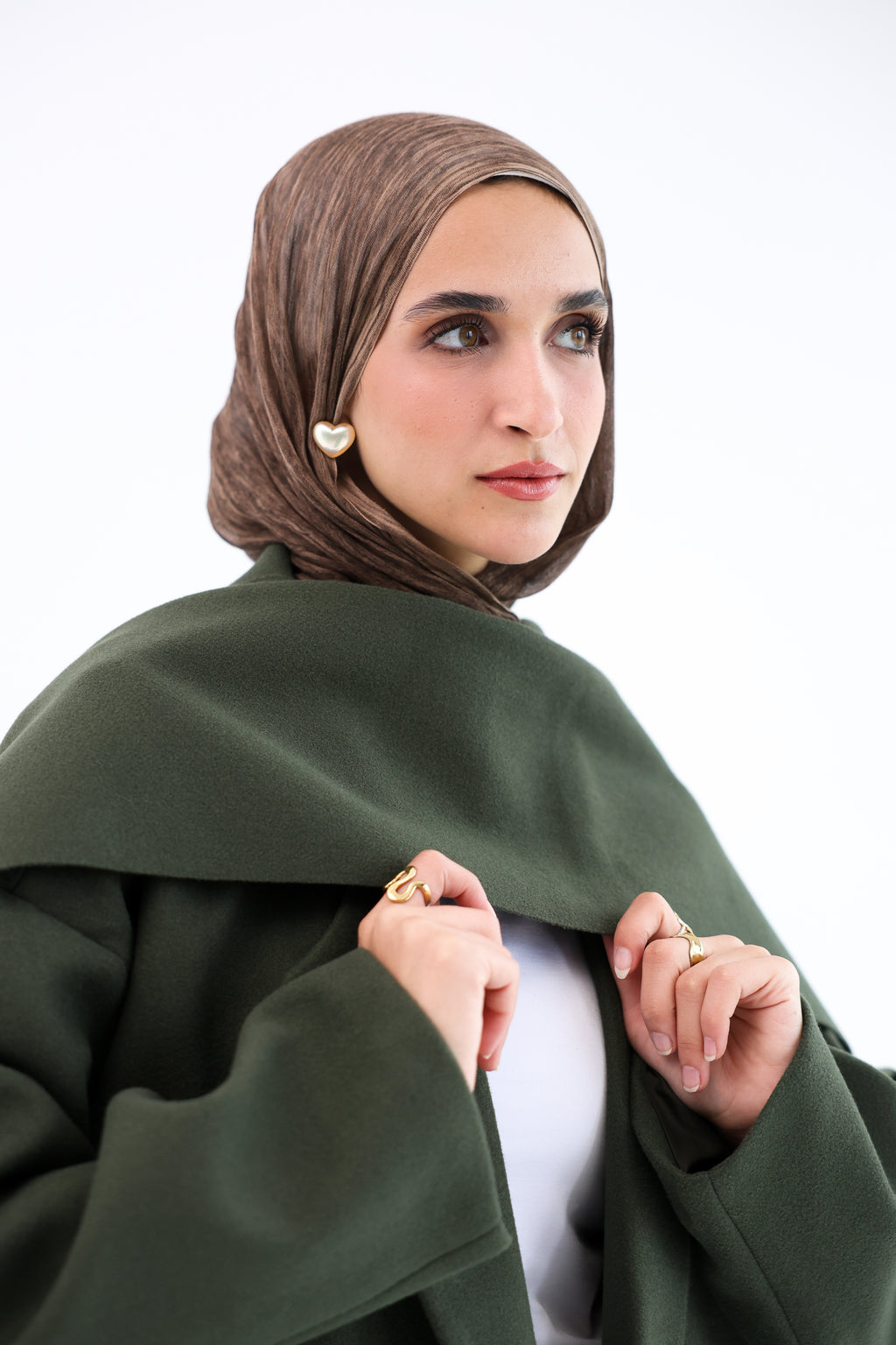 Olive Gogh Long Coat with scarf