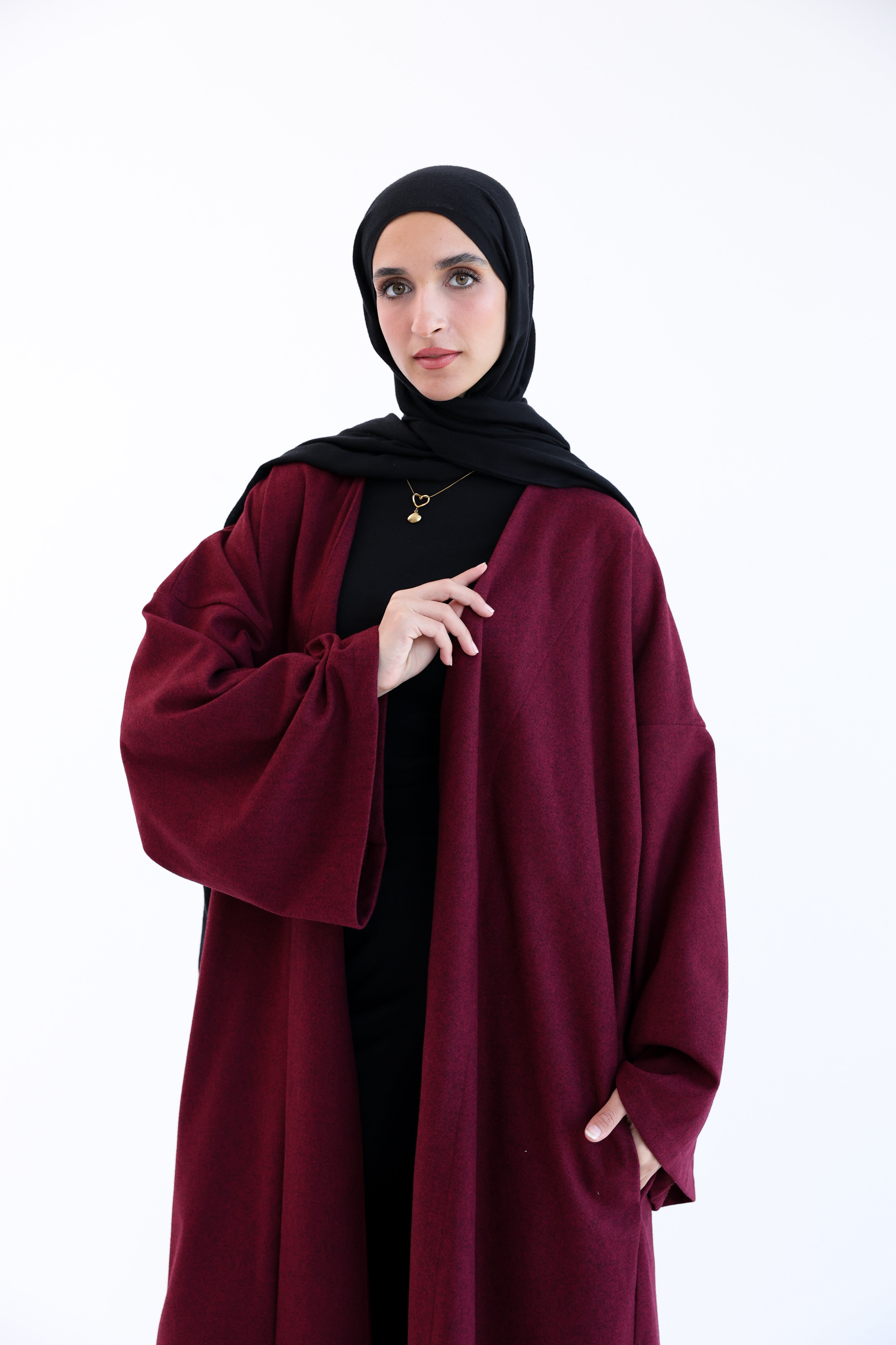 Burgundy Wool Tweed Cardigan