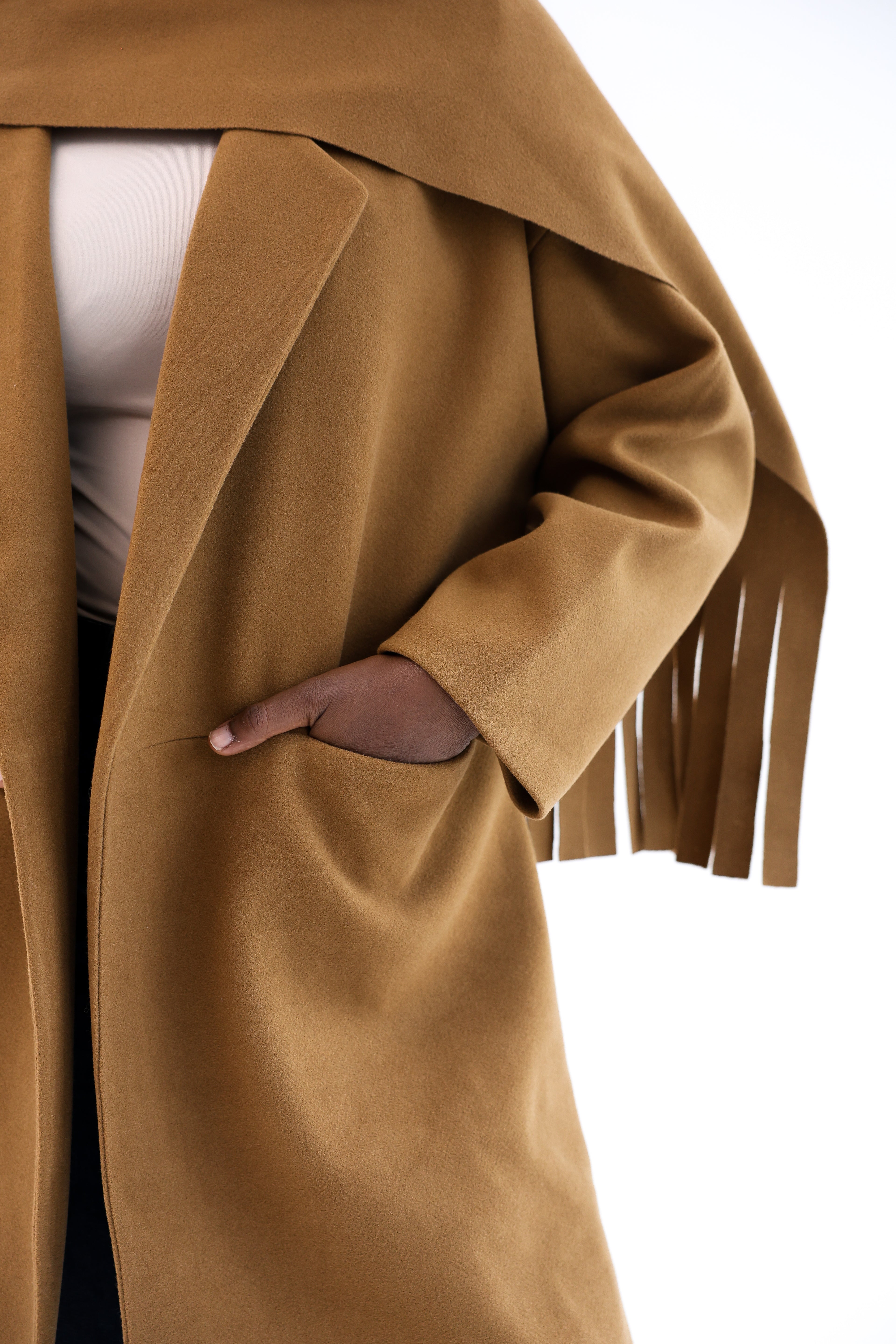 Camel Gogh Long Coat with scarf