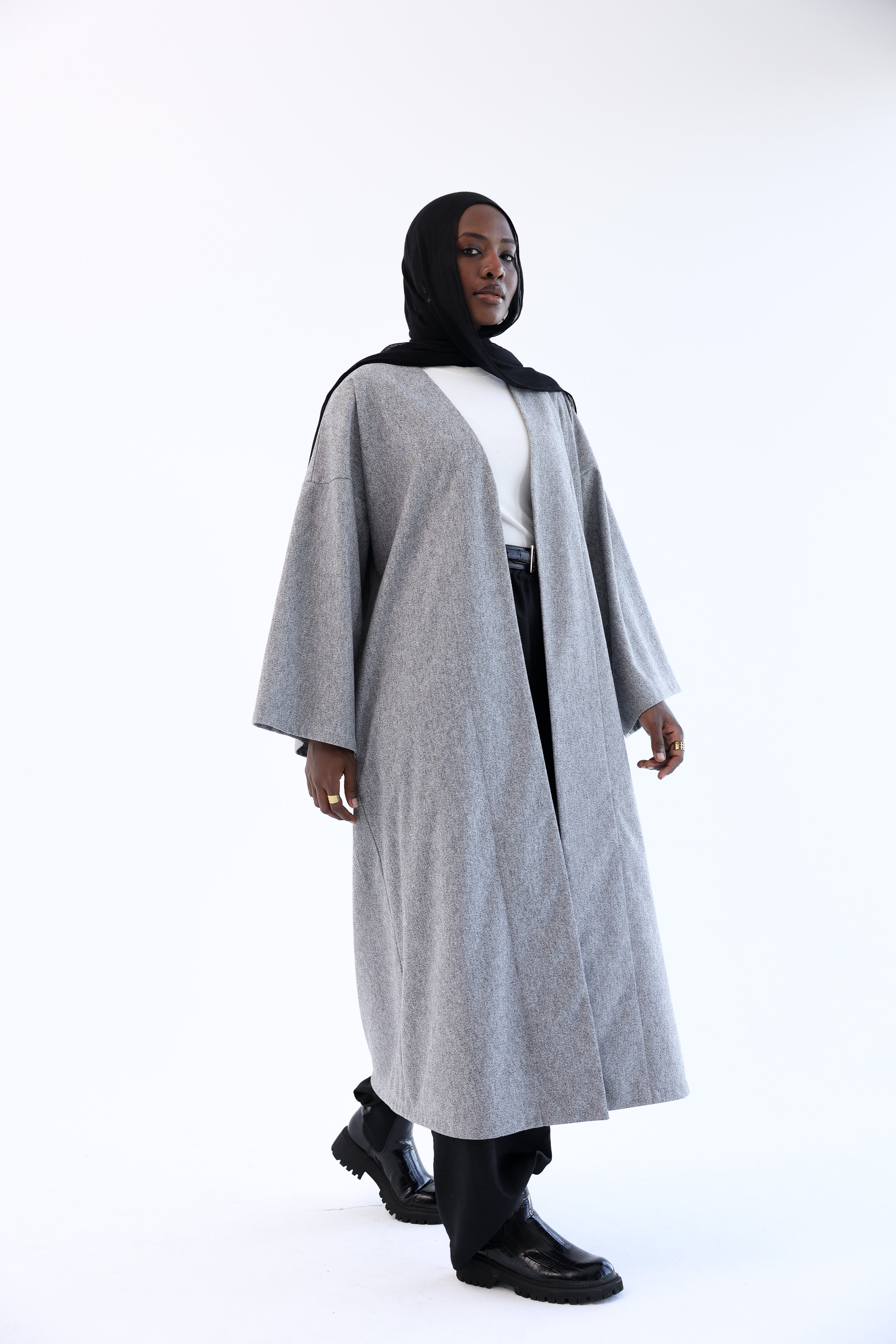 Ash Gray Wool Tweed Cardigan