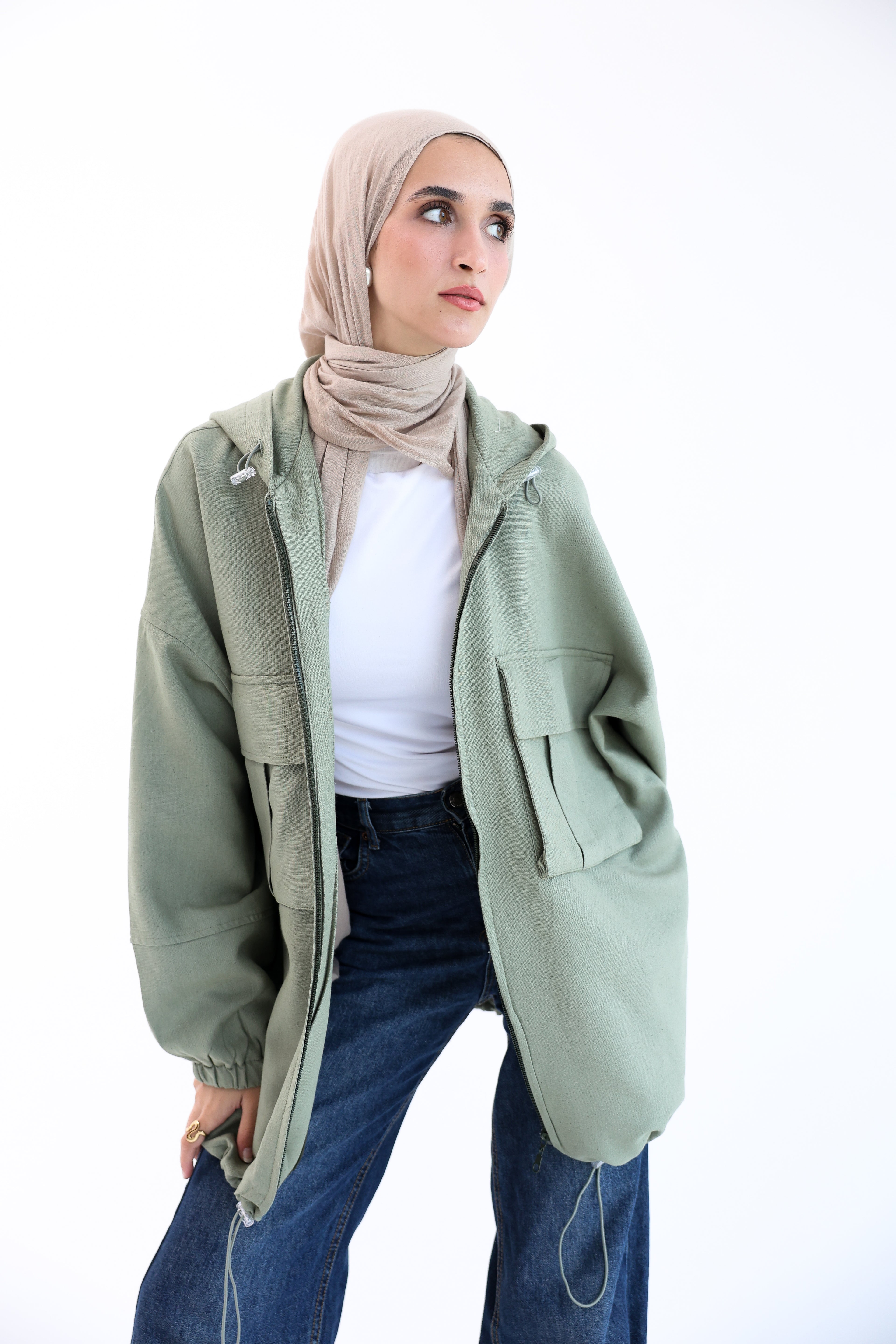 Olive Natural Linen Jacket