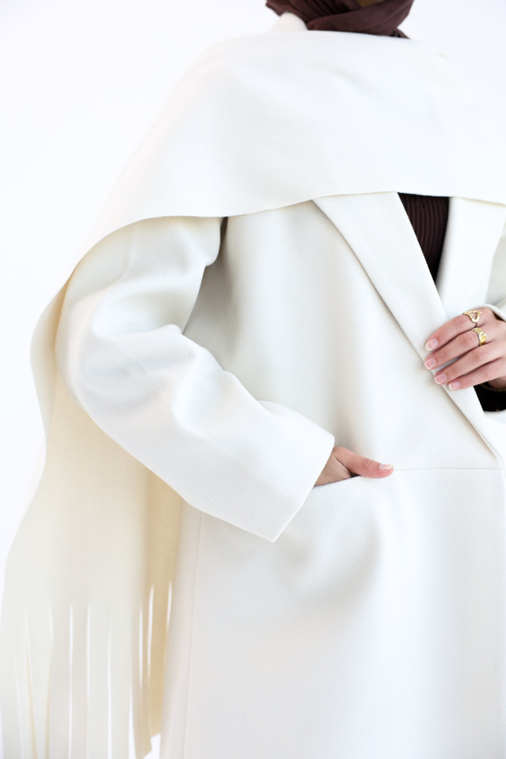 Creamy Gogh Long Coat with scarf