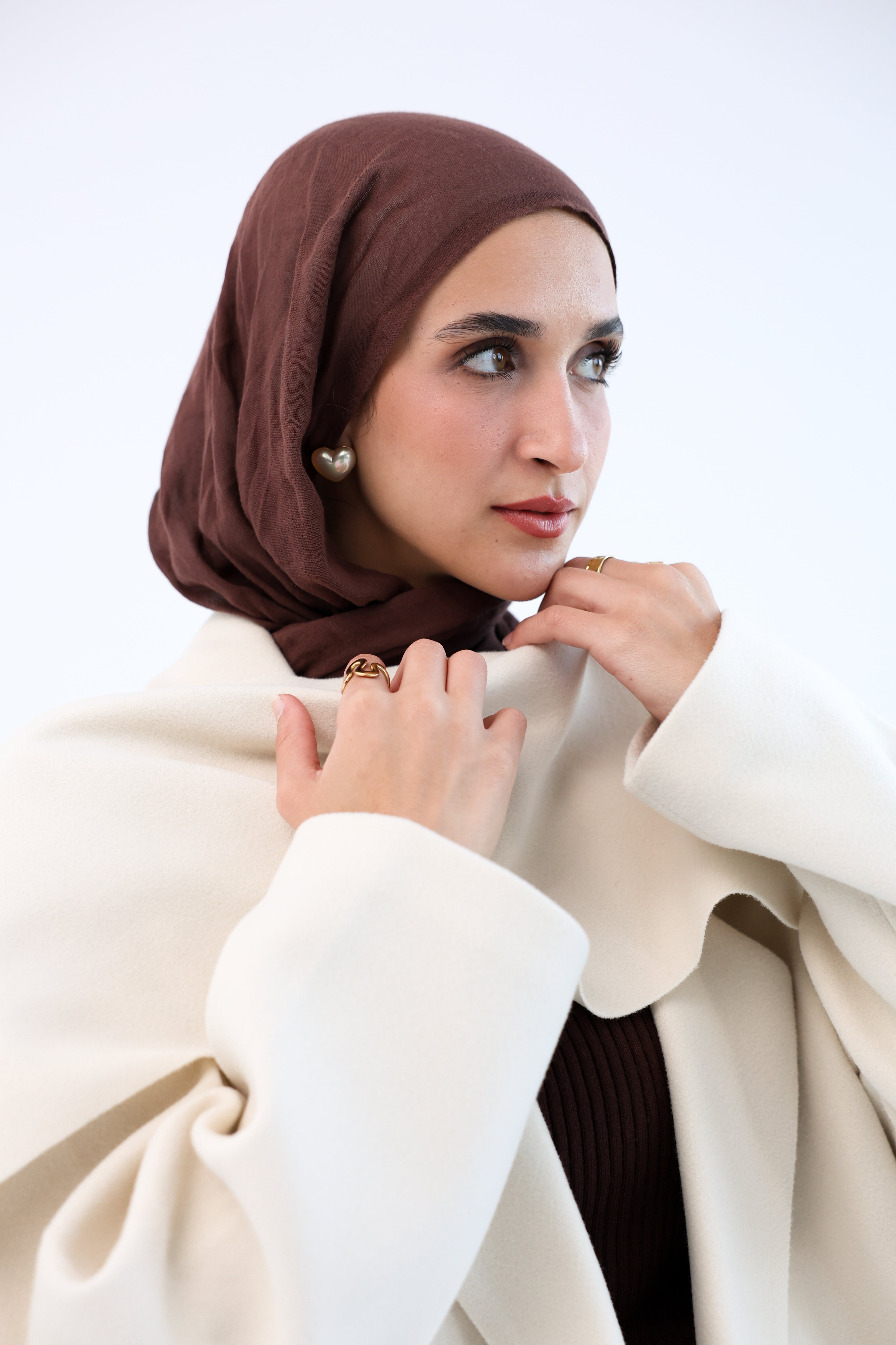 Creamy Gogh Long Coat with scarf