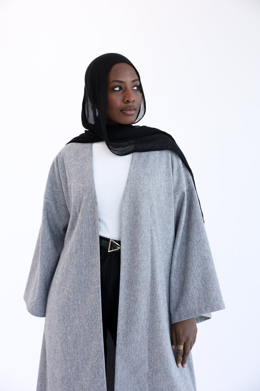 Ash Gray Wool Tweed Cardigan