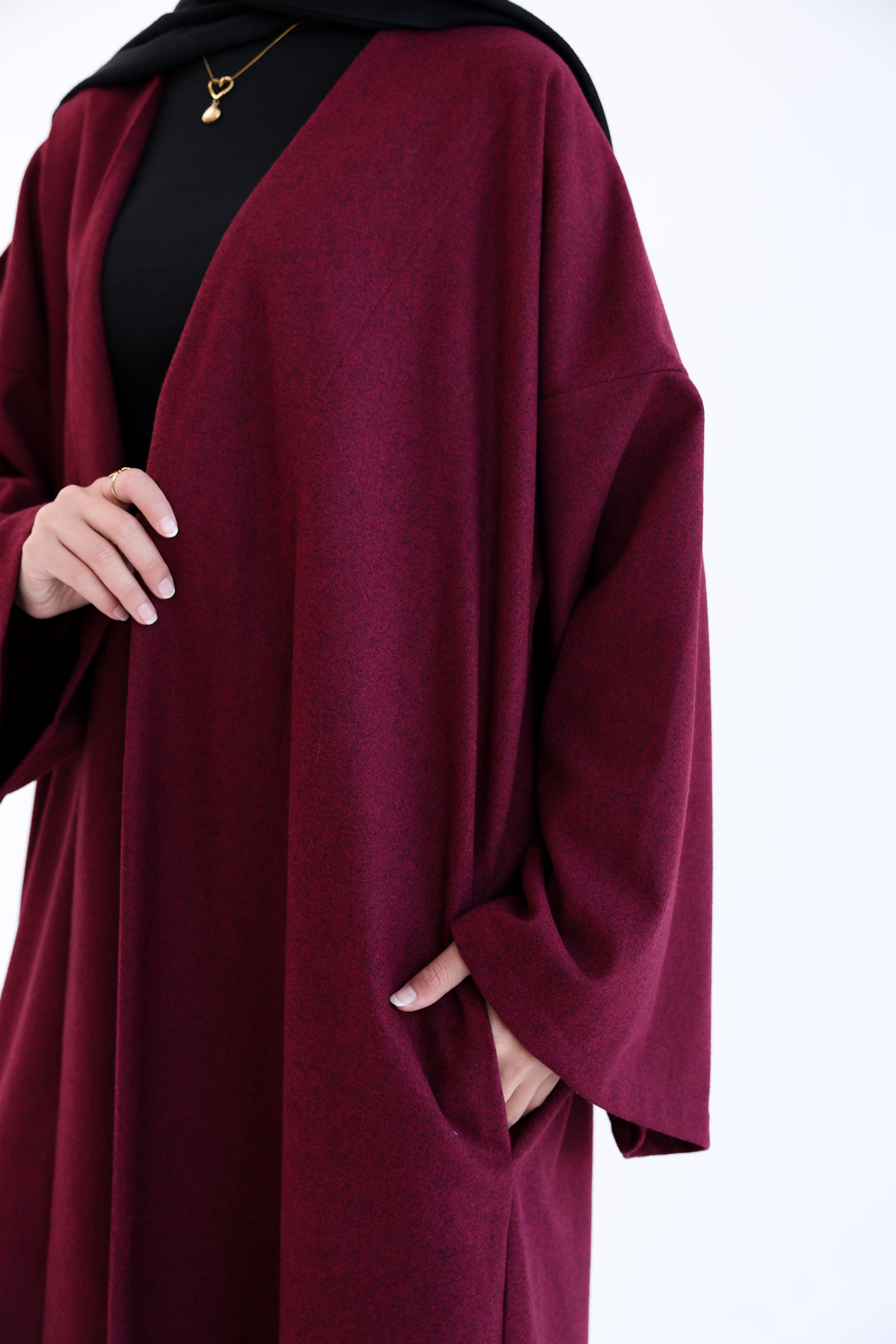 Burgundy Wool Tweed Cardigan