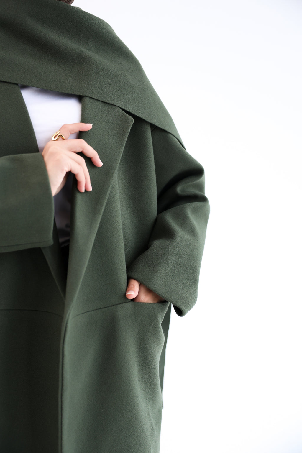 Olive Gogh Long Coat with scarf