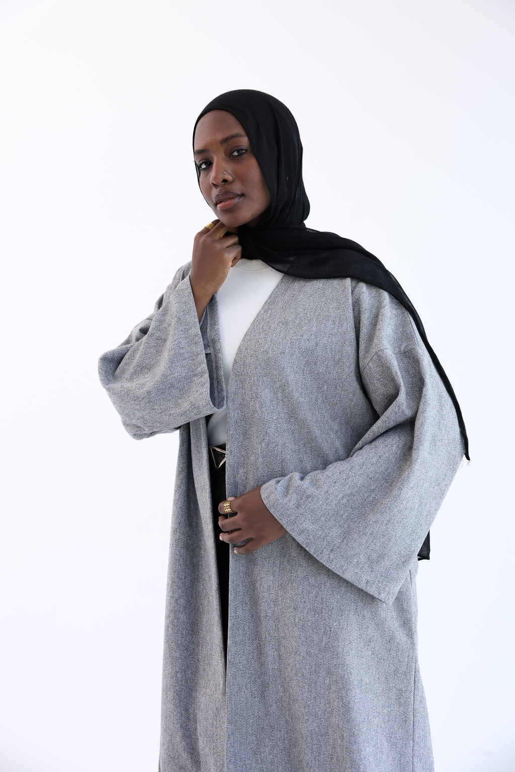 Ash Gray Wool Tweed Cardigan