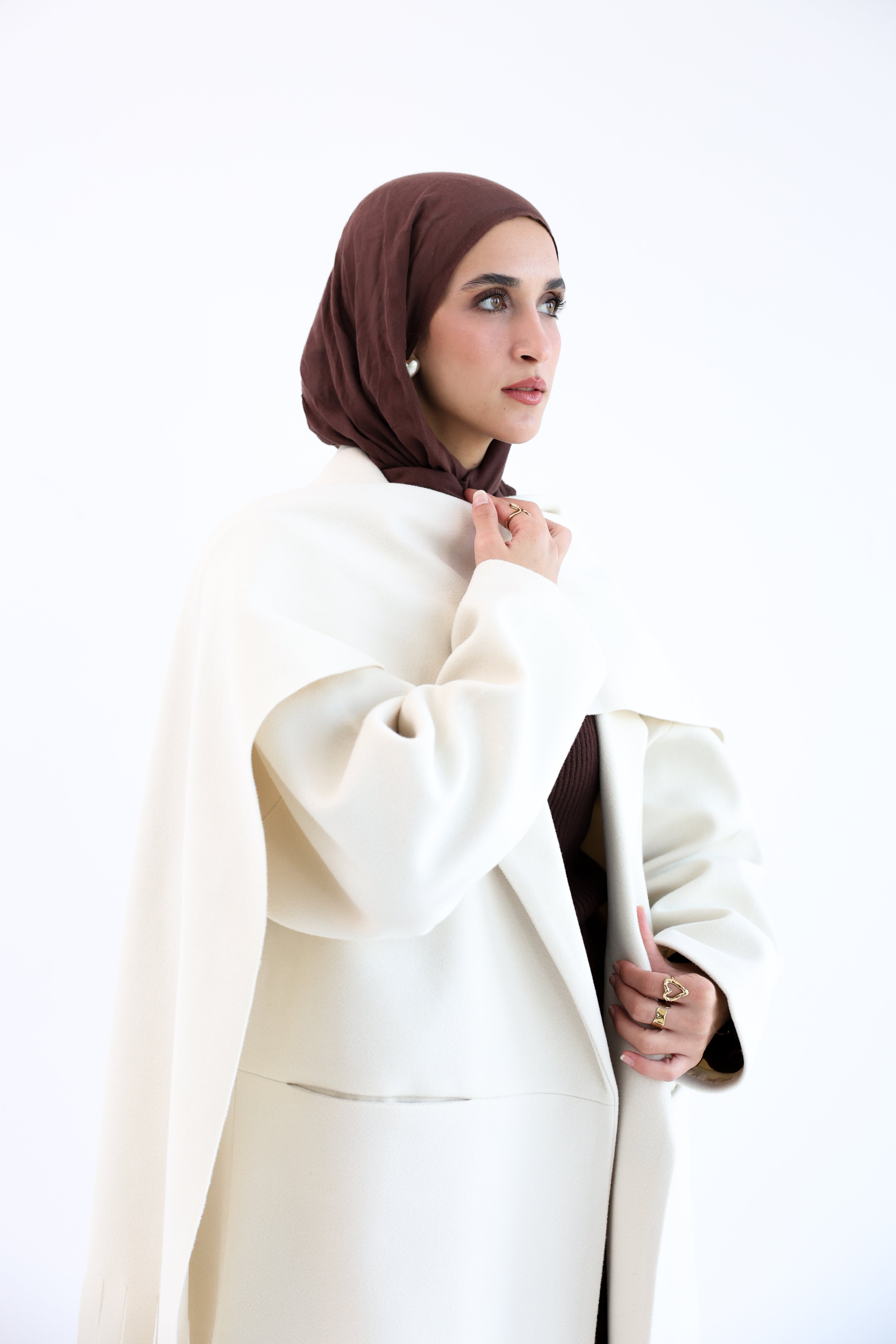 Creamy Gogh Long Coat with scarf