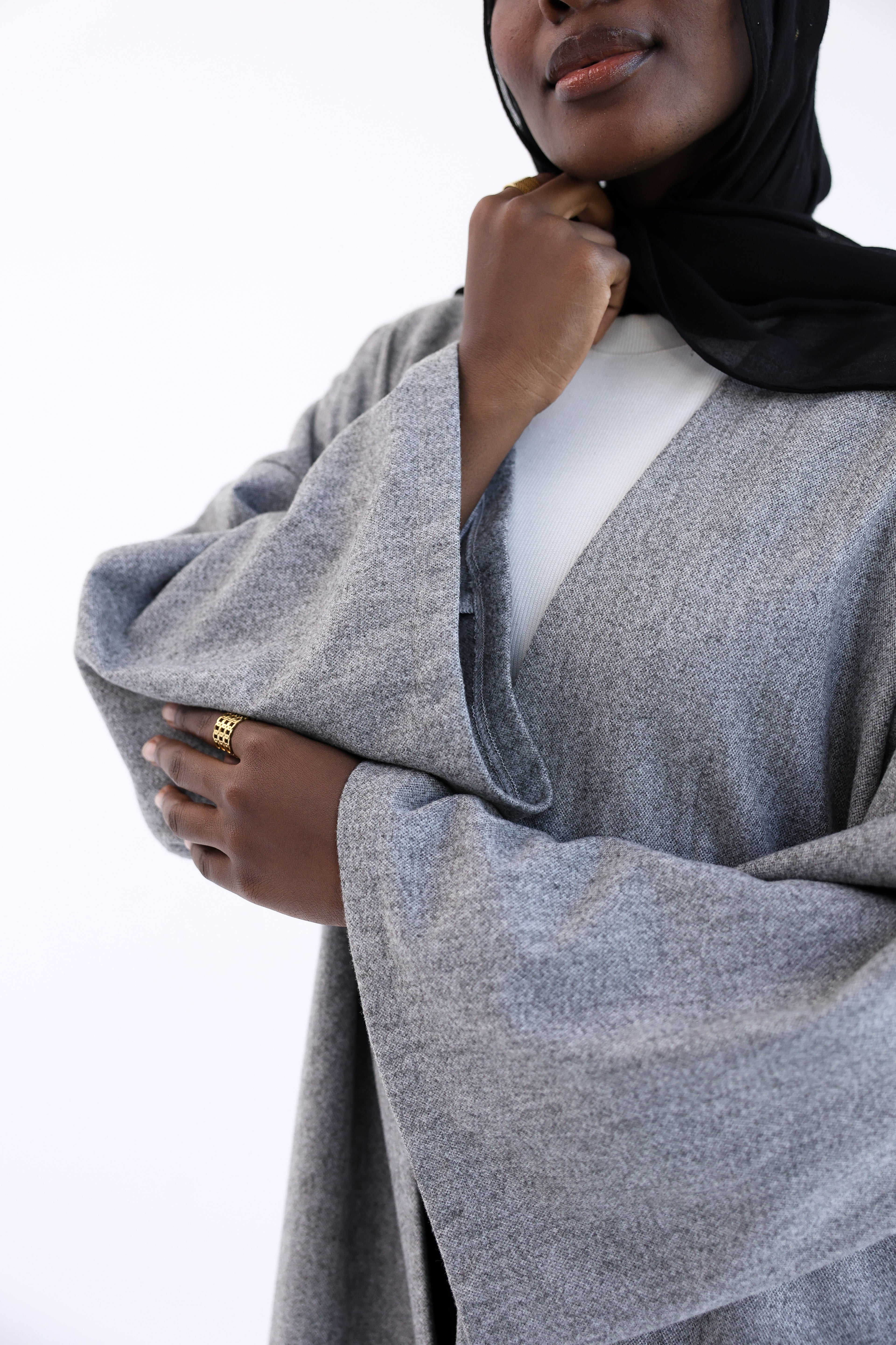 Ash Gray Wool Tweed Cardigan