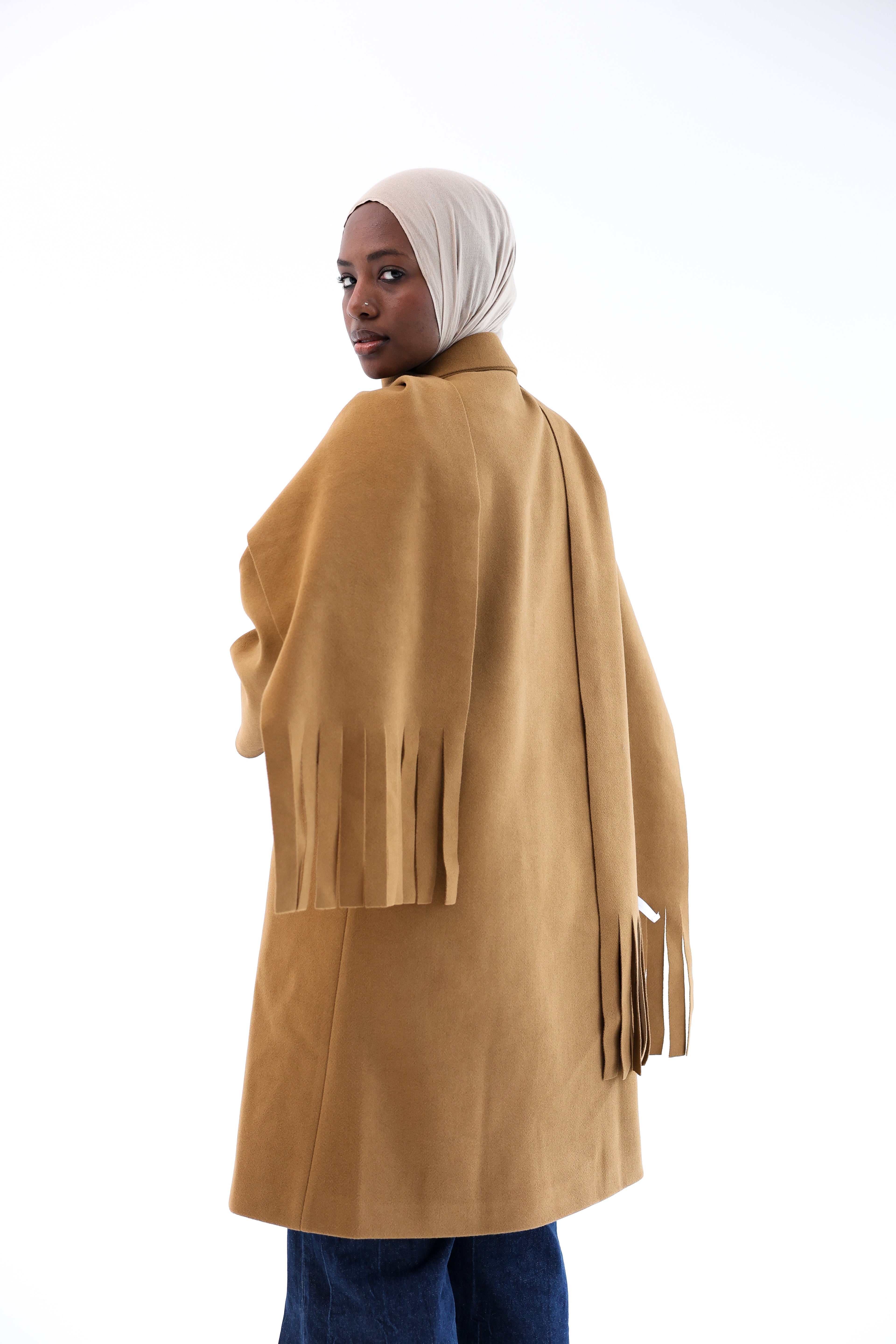 Camel Gogh Long Coat with scarf