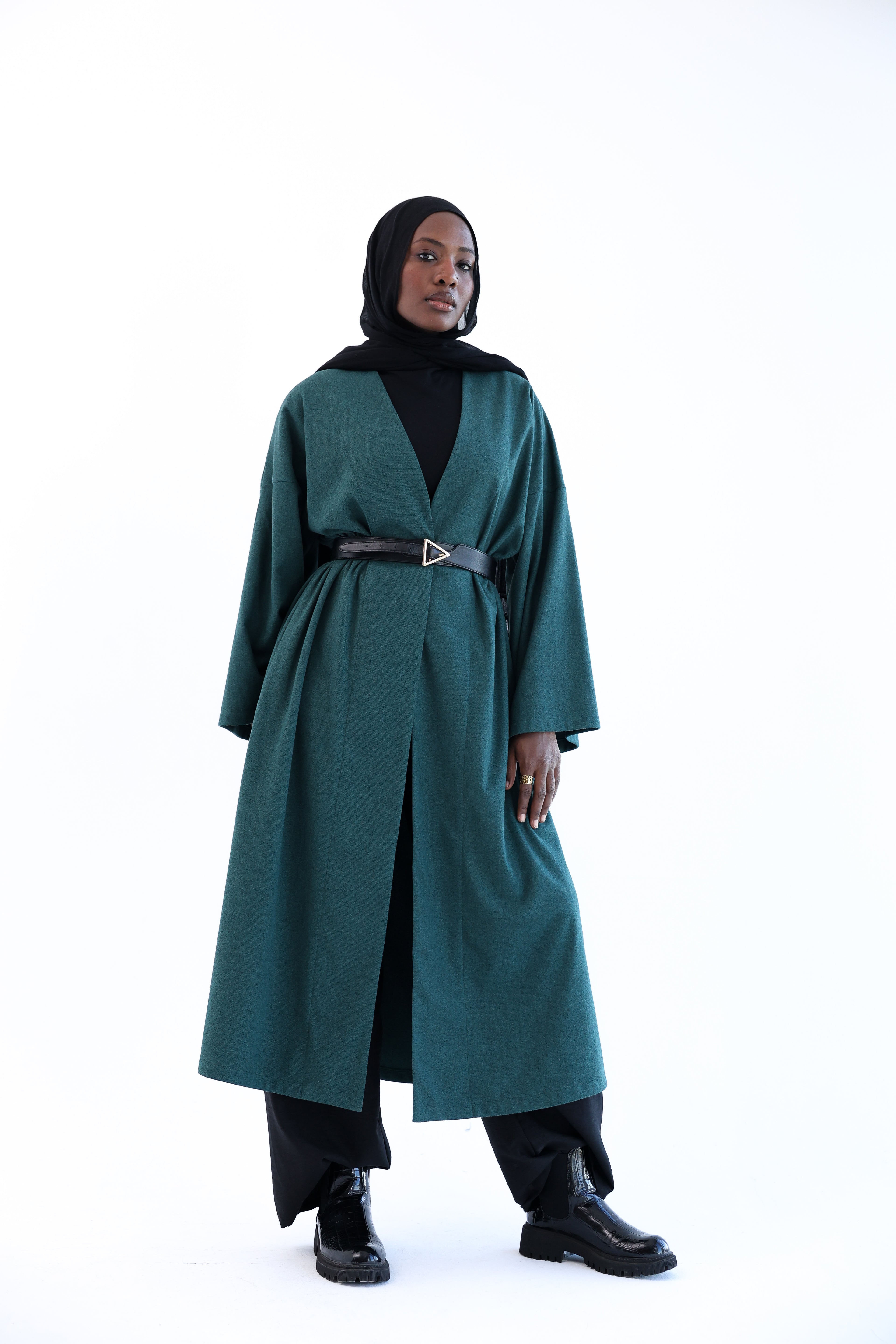 Olive Wool Tweed Cardigan