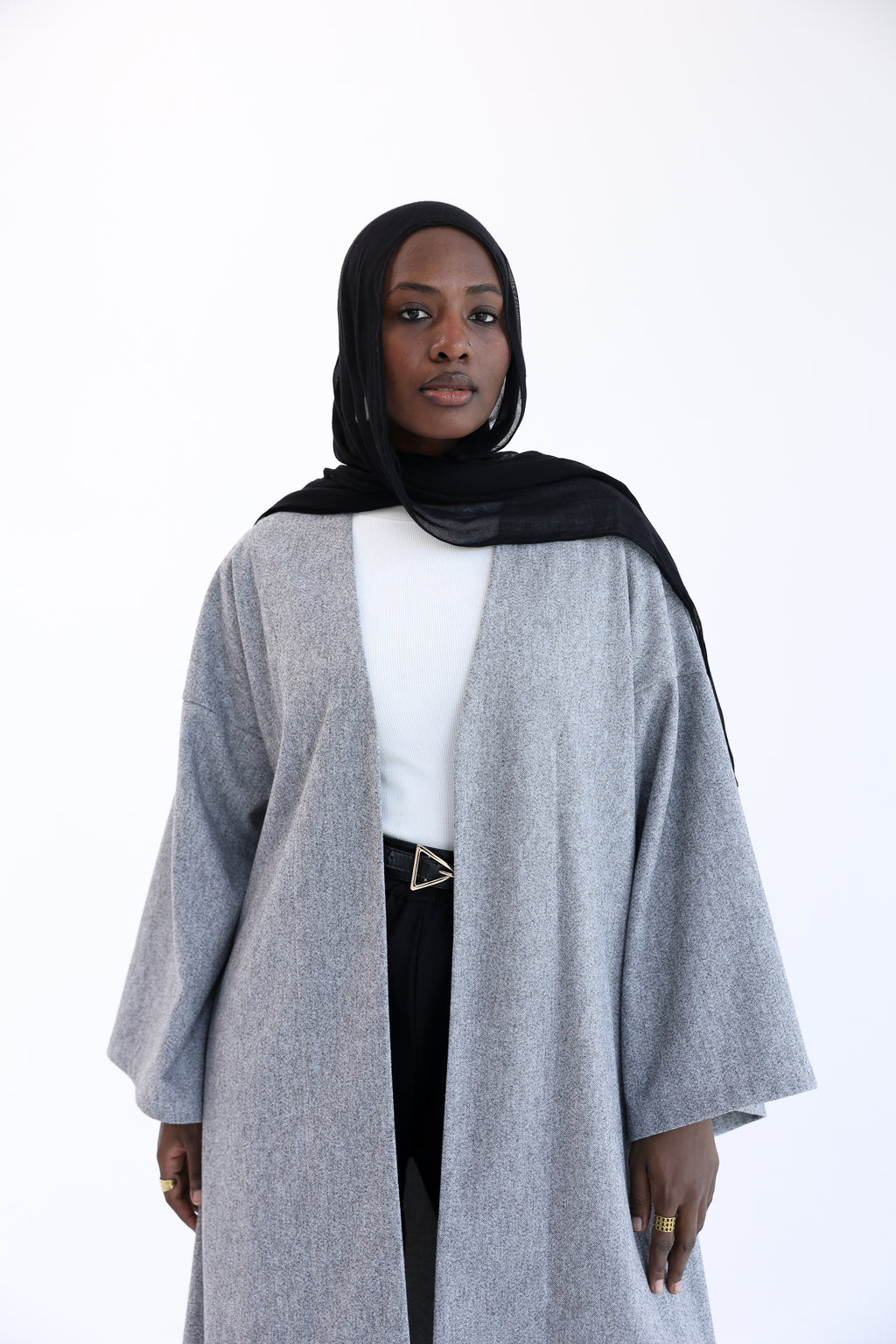 Ash Gray Wool Tweed Cardigan