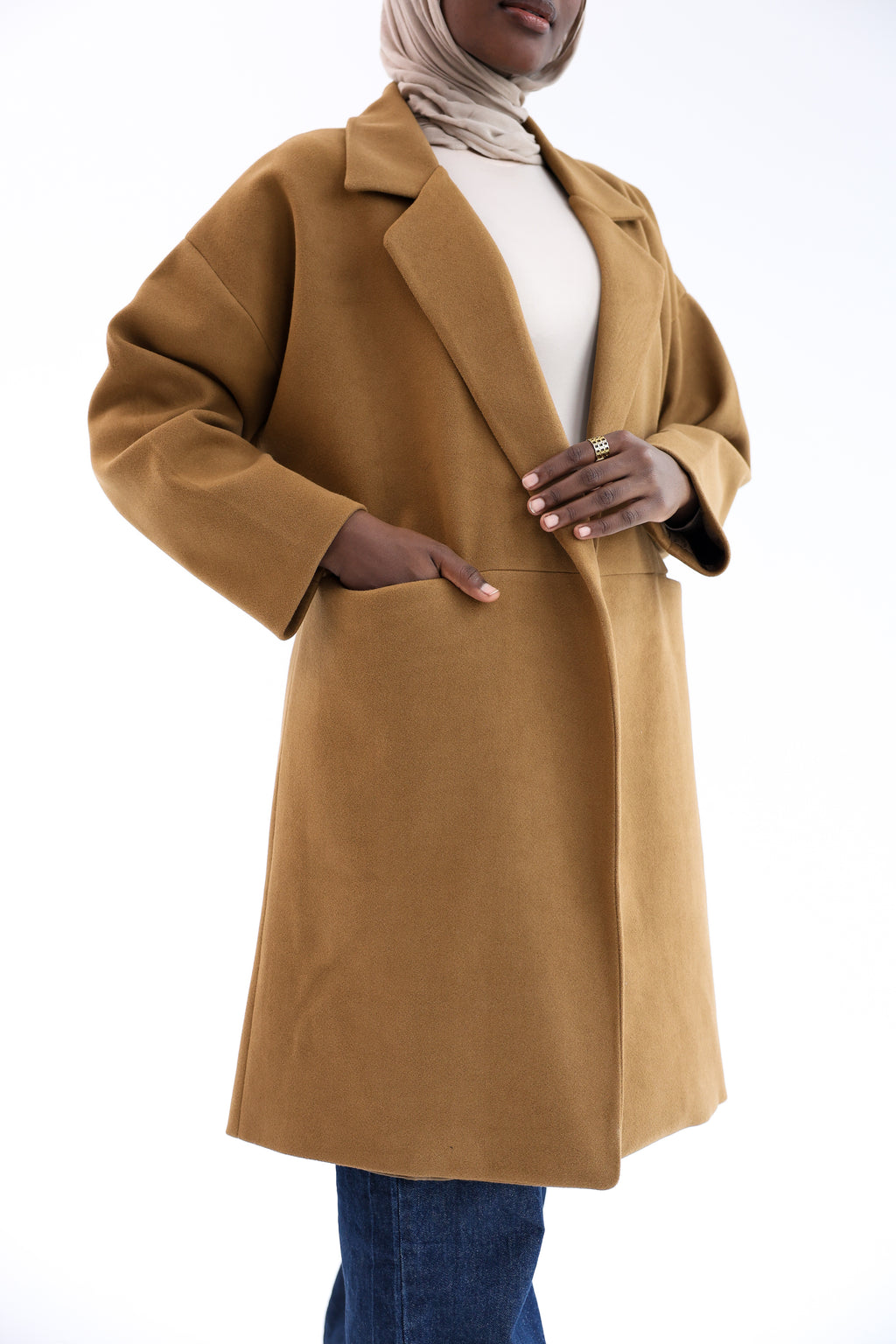 Camel Gogh Long Coat with scarf