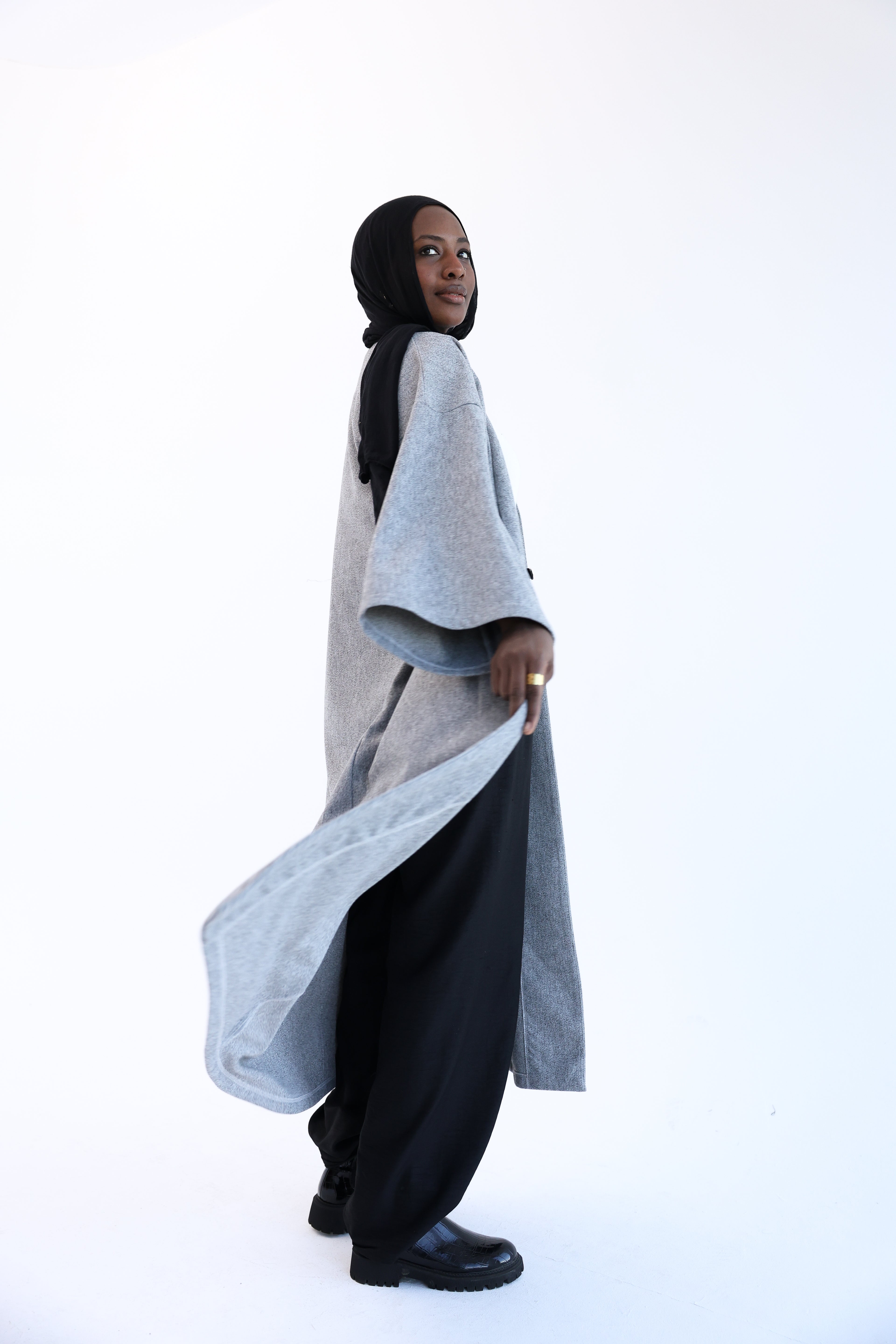 Ash Gray Wool Tweed Cardigan