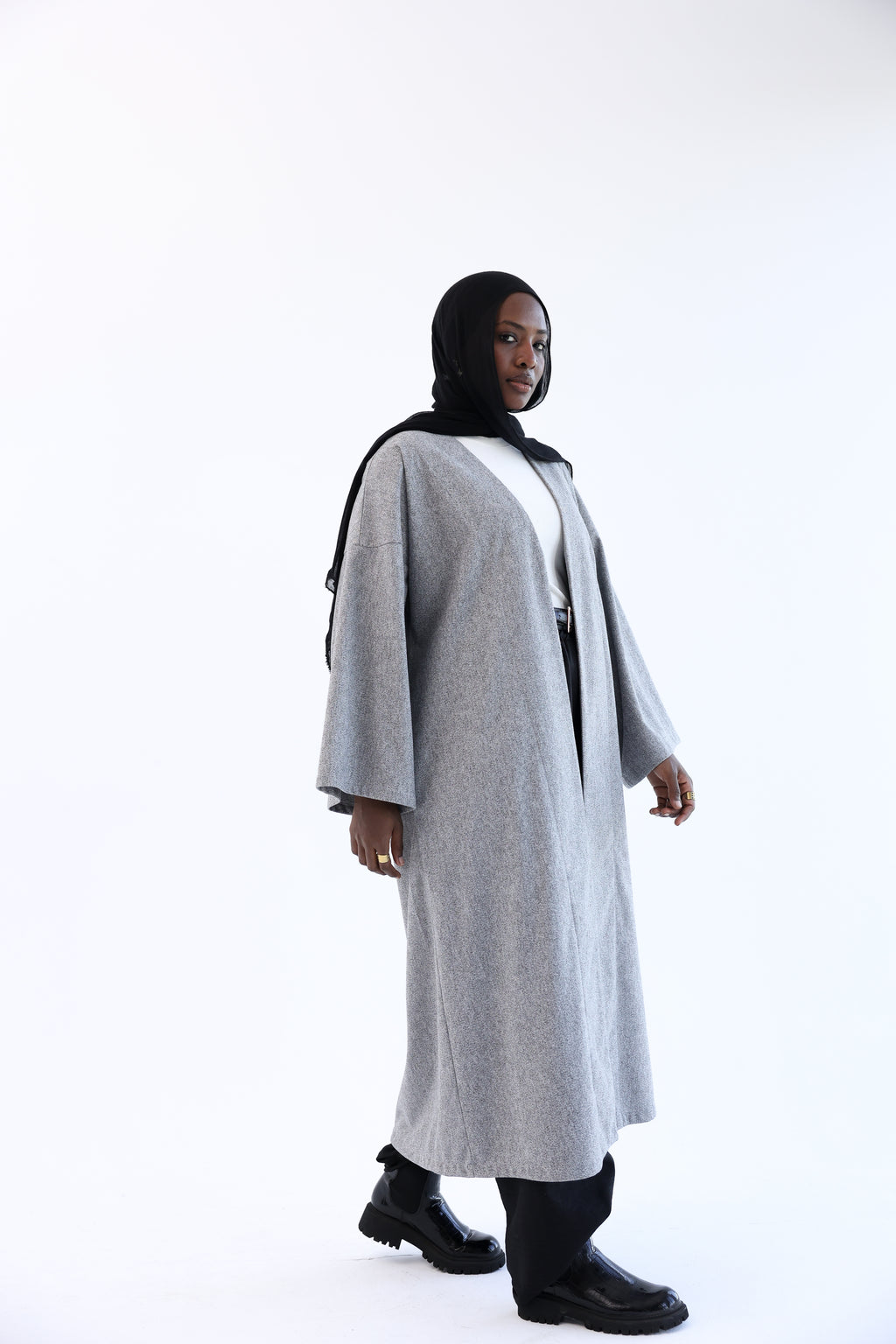 Ash Gray Wool Tweed Cardigan