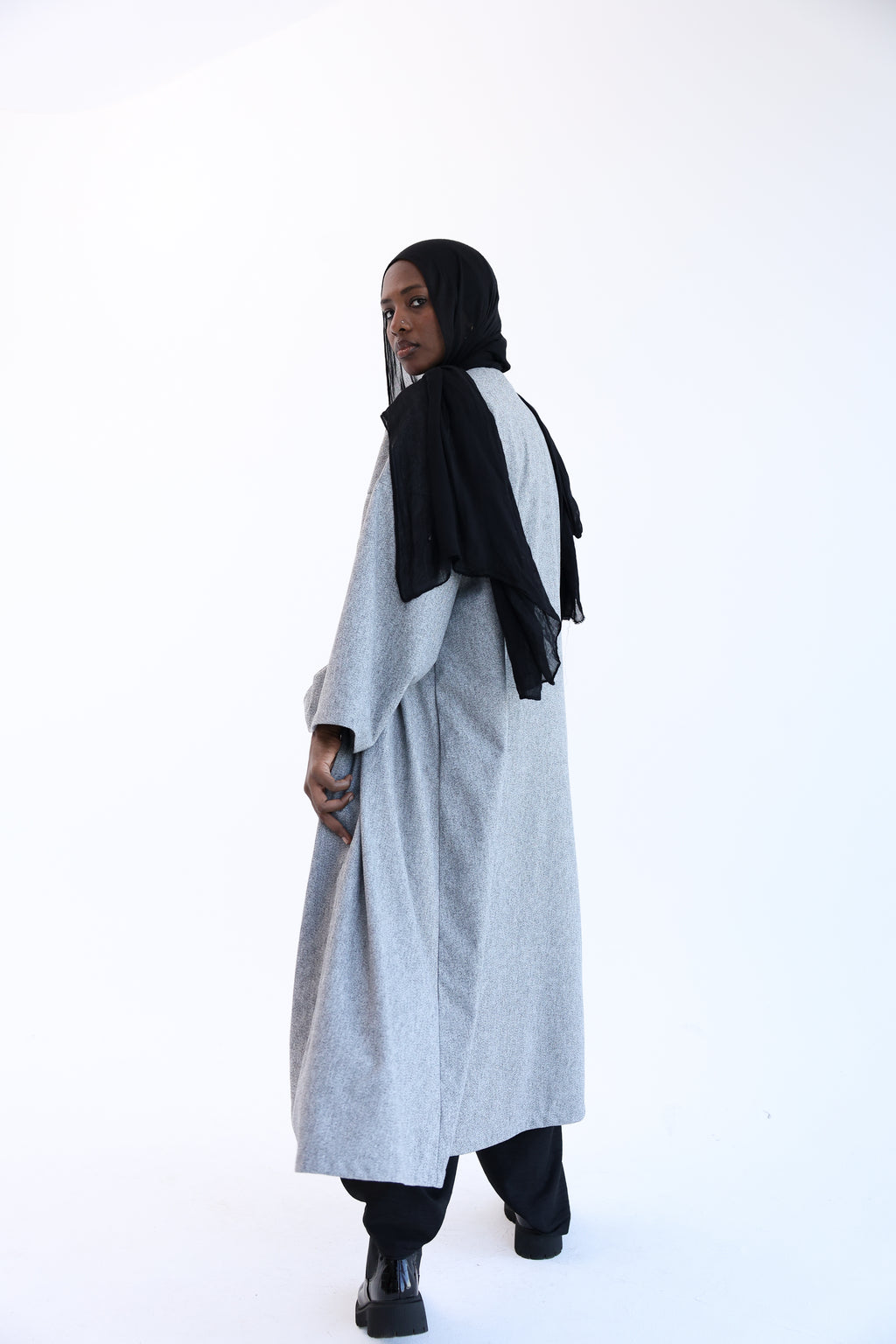 Ash Gray Wool Tweed Cardigan