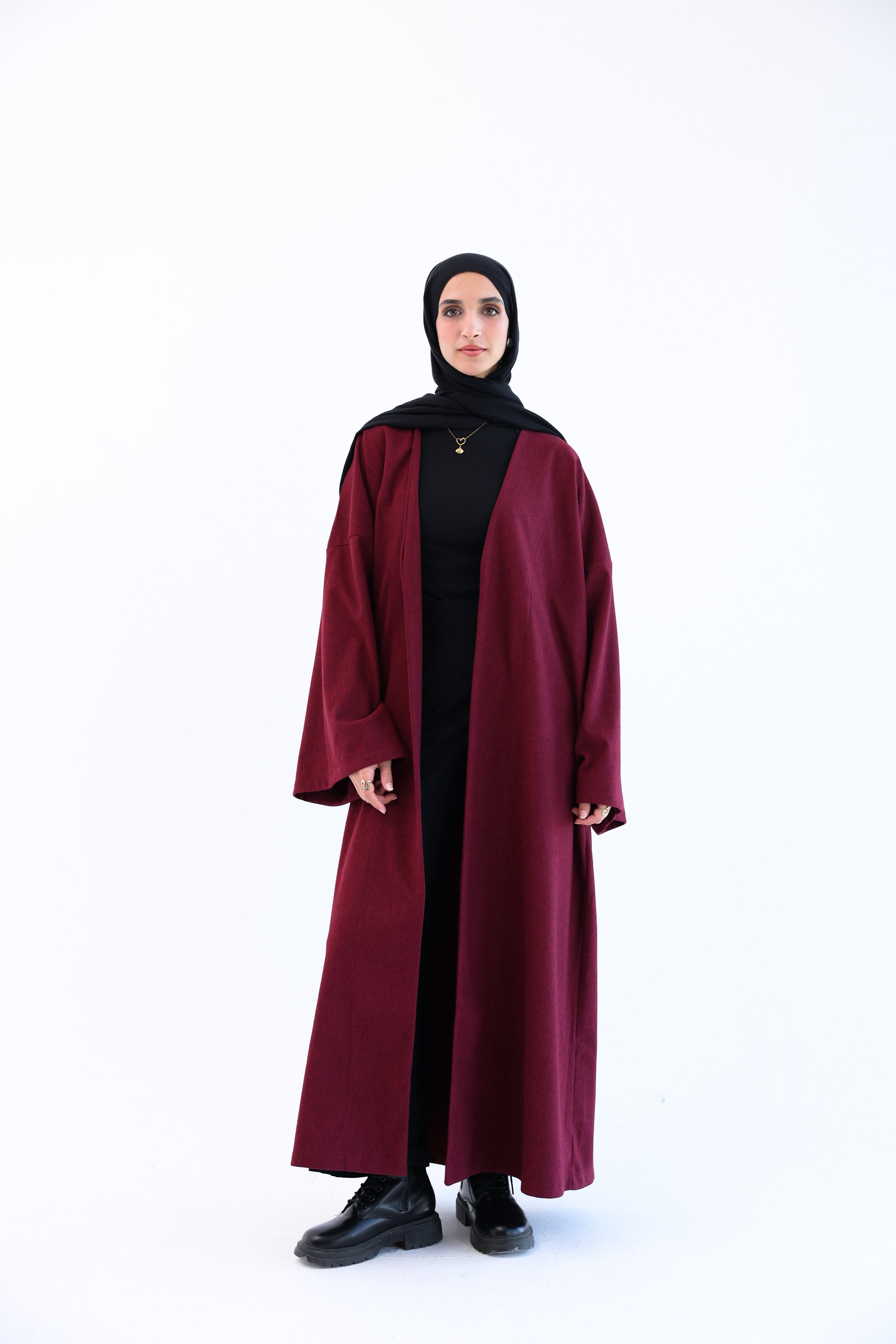 Burgundy Wool Tweed Cardigan