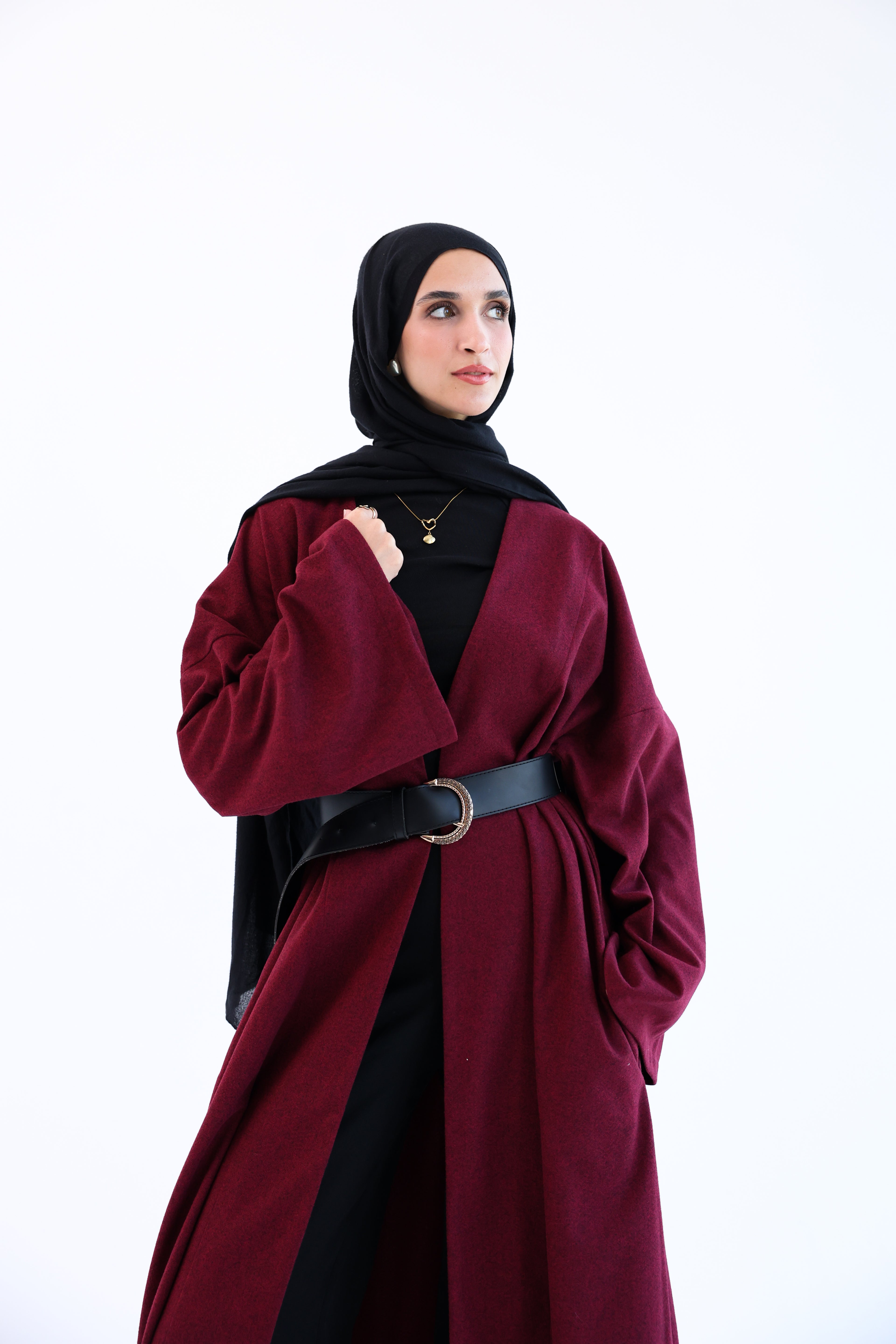 Burgundy Wool Tweed Cardigan