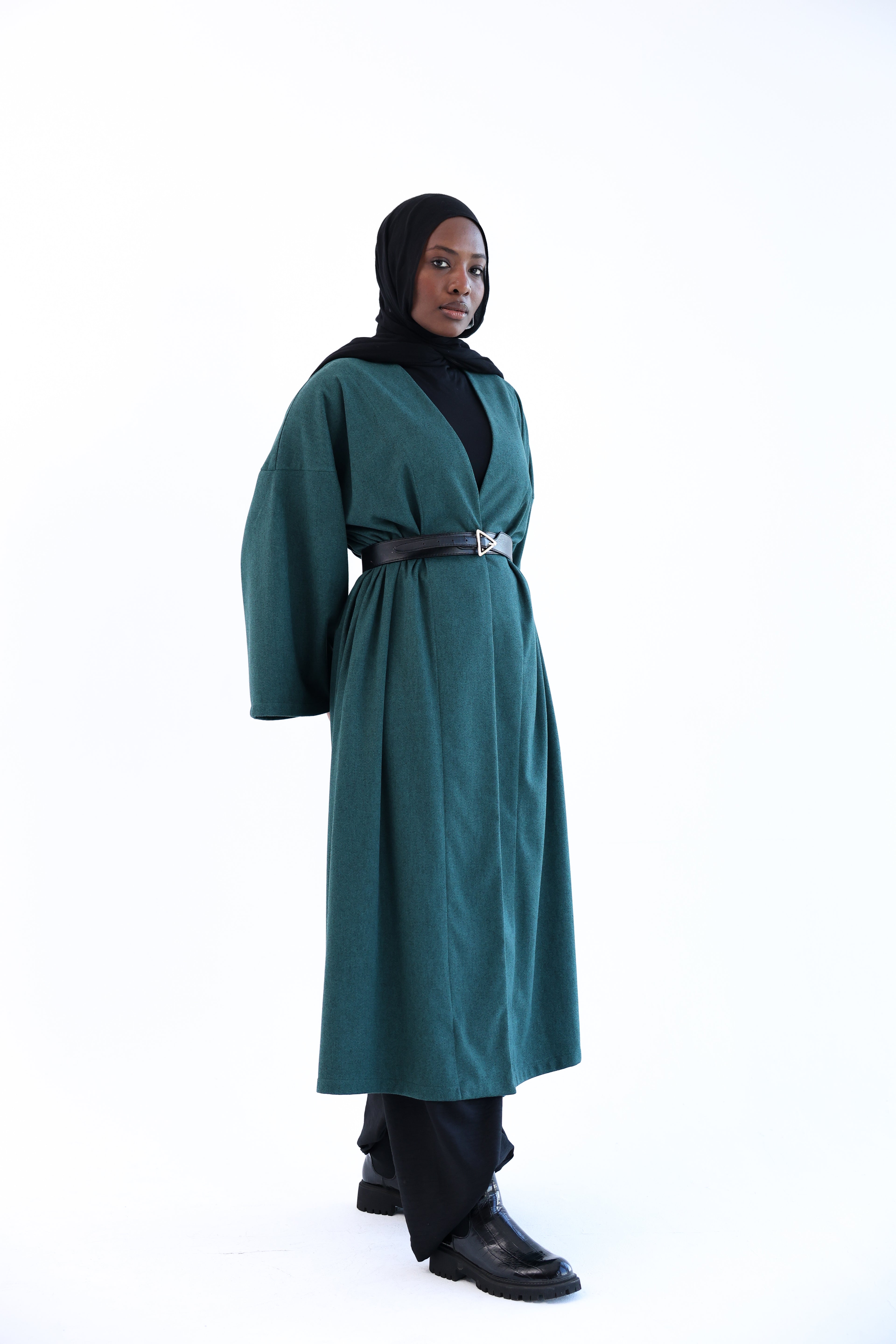 Olive Wool Tweed Cardigan