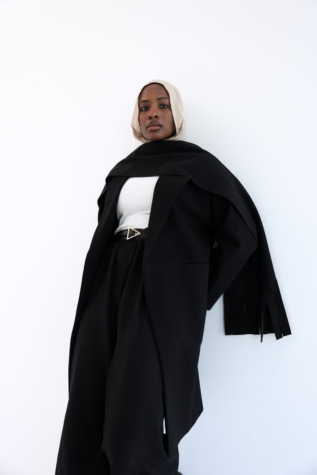 Black Gogh Long Coat with scarf