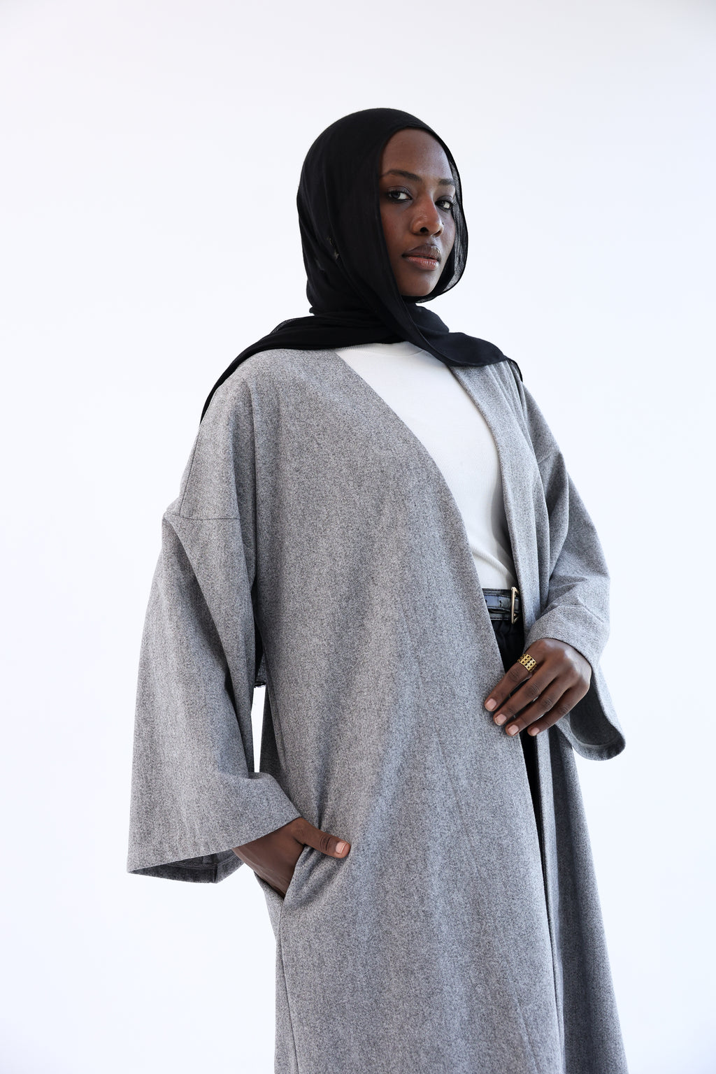 Ash Gray Wool Tweed Cardigan