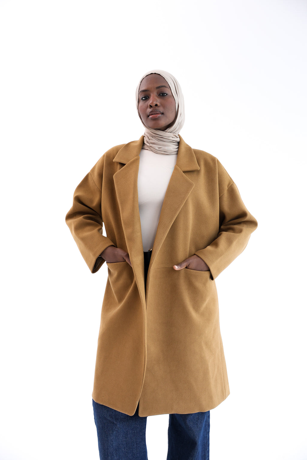 Camel Gogh Long Coat with scarf