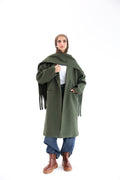 Olive Gogh Long Coat with scarf