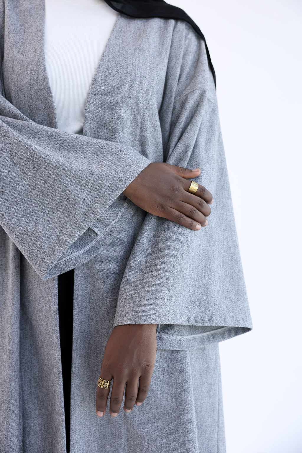 Ash Gray Wool Tweed Cardigan