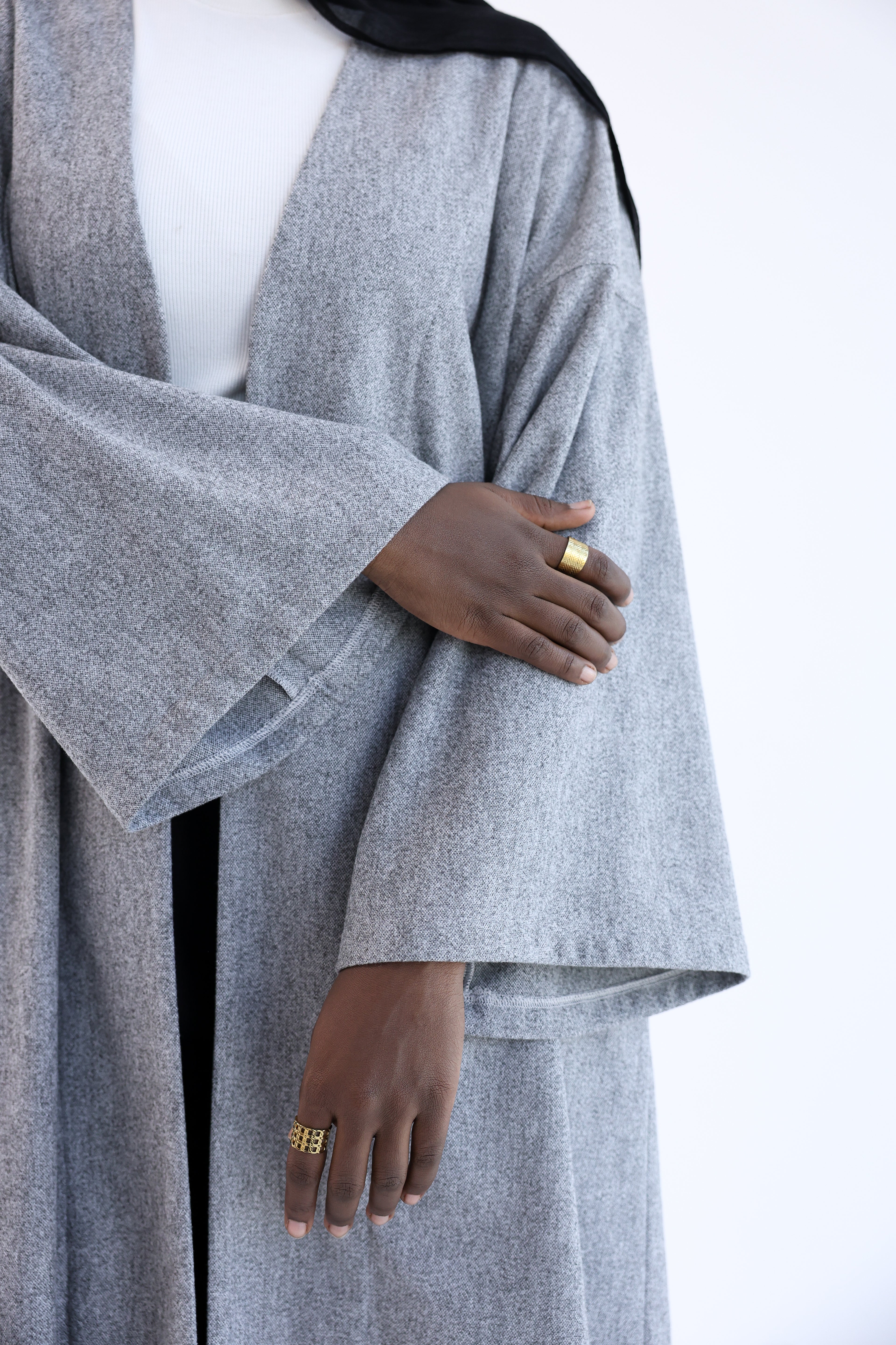 Ash Gray Wool Tweed Cardigan